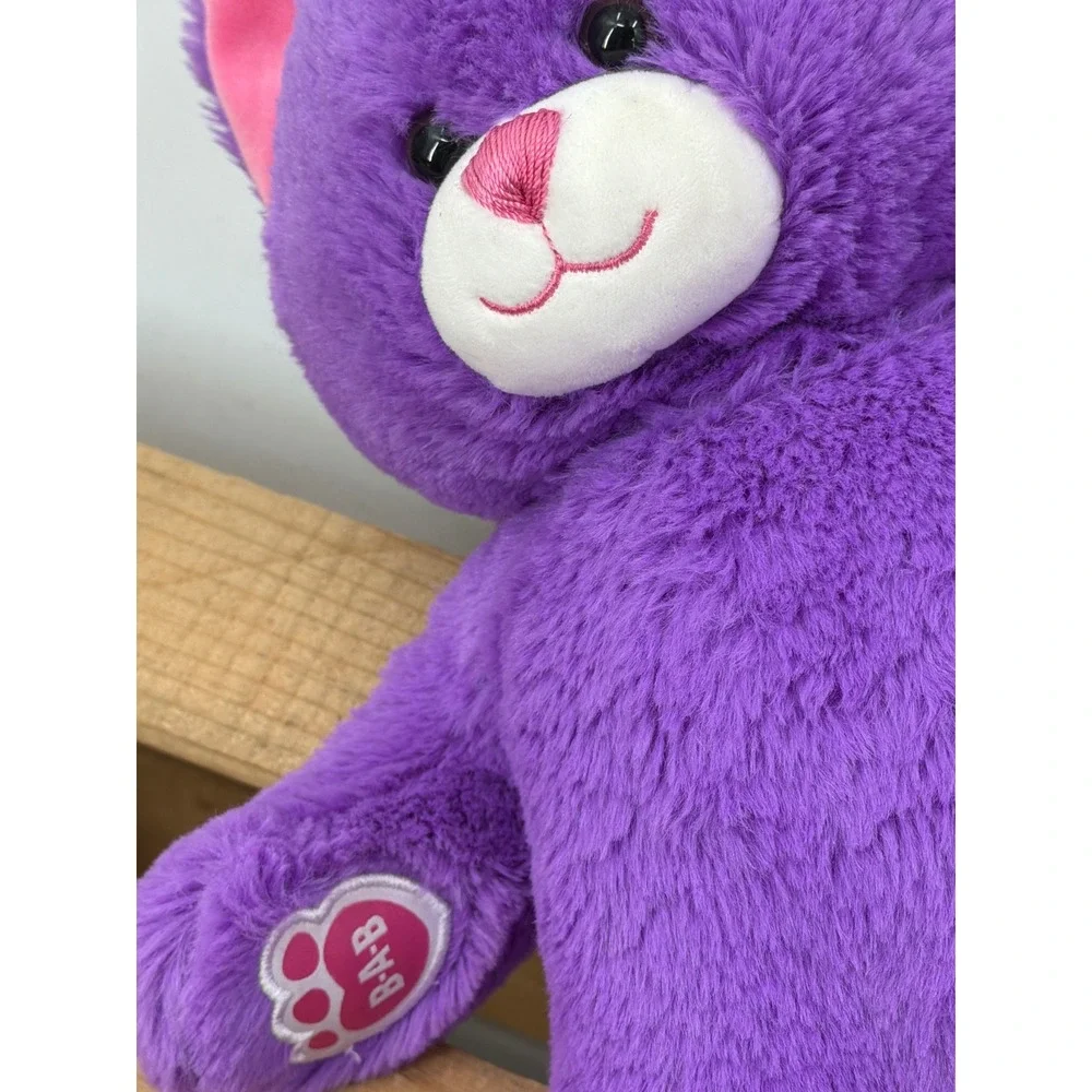 Build-A-Bear Workshop‎ Bright Purple Cat Plush Pink Ears Paw Pads 16 Inch Kitty
